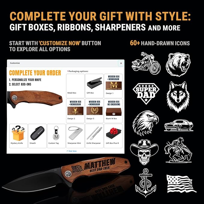 Custom Knife - Personalized Gifts for Men and Women - Engraved Gifts for Men Husband Boyfriend Wife Girlfriend - Customized Pocket Knives for Birthday Anniversary - Best Unique Present 6700 PS