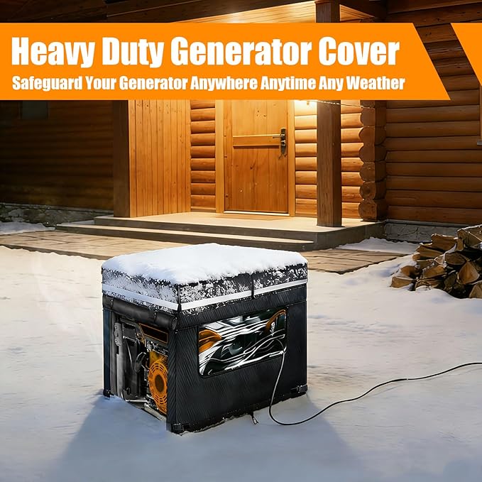 Heavy Duty Generator Cover 32''Lx24''Wx24''H Generator Cover with Double-Layer Fabric Side Access to Control Panel Top Access to Add Fuel All-weather Protective for Most 5500-15000 Watt Generators
