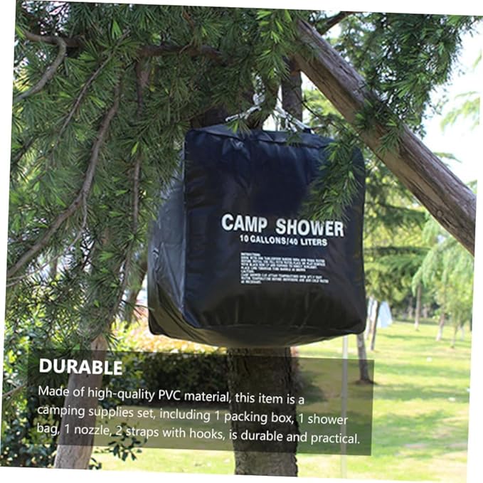 Toyvian 1Set Solar Shower Bag Portable Solar Heated Camping Shower Bag with Nozzle and Straps for Hiking Fishing Barbecues and Picnics Durable Construction