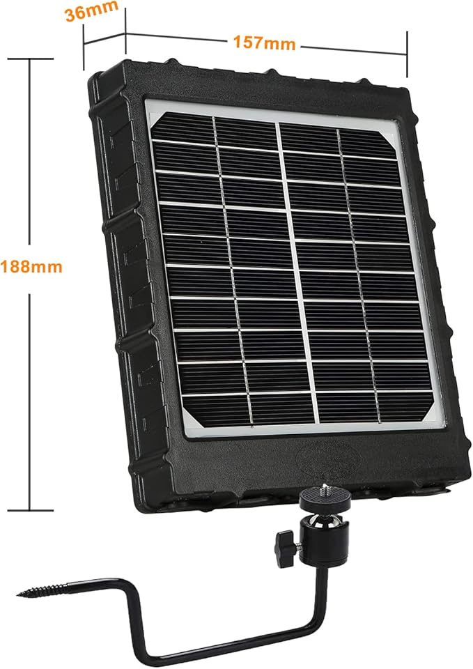Trail &amp Game Camera Solar Power Bank Solar Charger Monocrystalline Solar Panel 3W 8000mAh Output 12V/1A 9V/1.5A 6V/2A Input 5V IP66 Waterproof Portable Outdoor Power Supply with Bracket