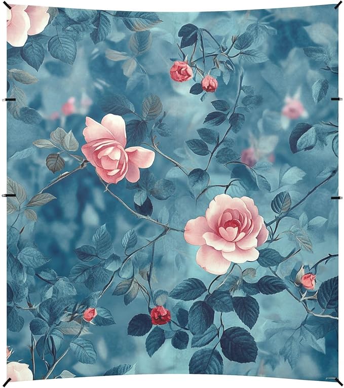 ALAZA Spring Rose on Blue Beach Tent Sun Shelter Portable Canopy Sunshade for Outdoor Camping Picnics Backyard Fun 10x9 ft