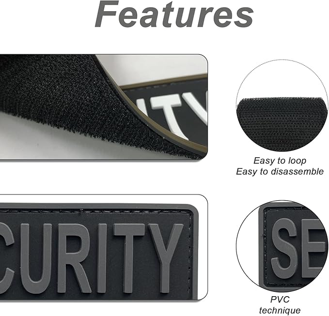 3Pcs PVC Security Patch with Hook Fastener Back for Hats Caps Vests Jackets Bags Backpacks (3 Pack 1Pcs 4 x 1.4 1Pcs 6 x 2 and 1Pcs 8.5 x 3)