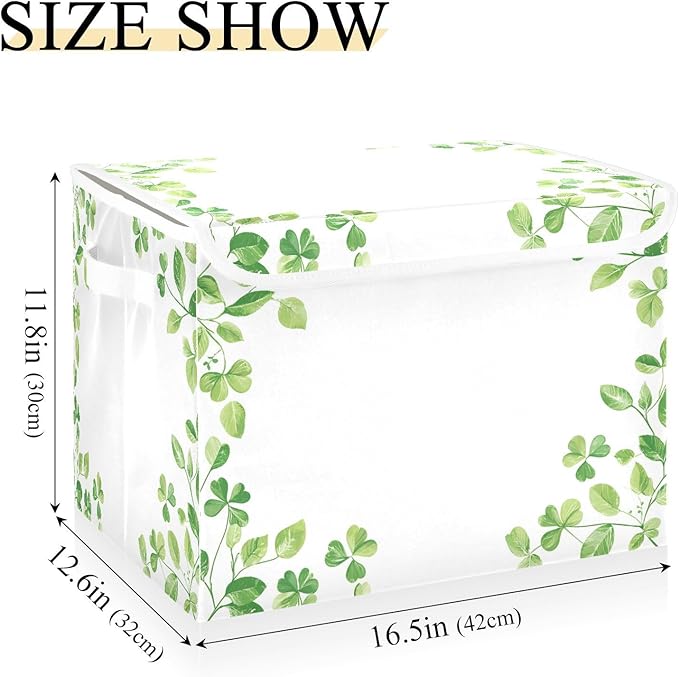 St. Patrick's Day Background Fabric Storage Bins with Lids and HandleFoldable Storage Bins with LidsCloset Organizers for Clothes Storage Room Organization Office Storage Chest Organizer