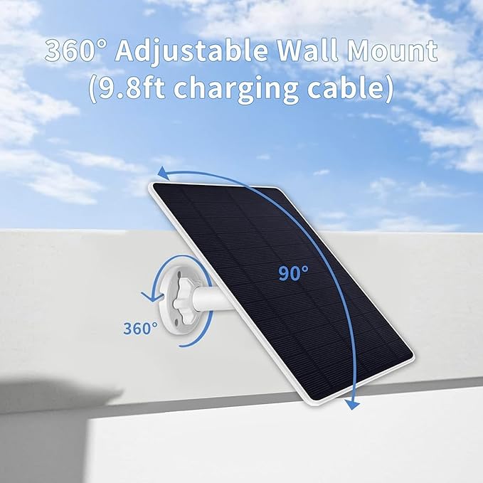 12W Solar Panel for Security Camera Outdoor IP65 USB Solar Panel with Adjustable Bracket for Doorbell Fan Flashlight 24 Hours Monitoring