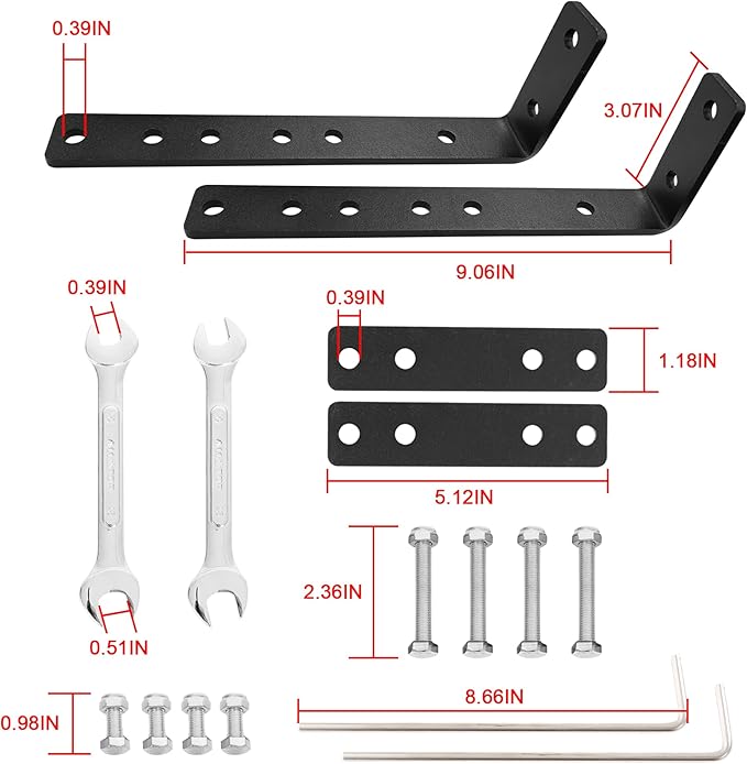 ALL-TOP Vehicle Awning Mounting Hardware Stainless L-Shape Bracket Installation Kit for Awning DIY &amp Replacement with Reflective Camping Ropes