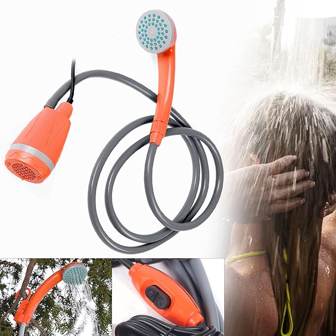 62W 12V Portable Outdoor Shower Head Water Pump Camping Hiking
