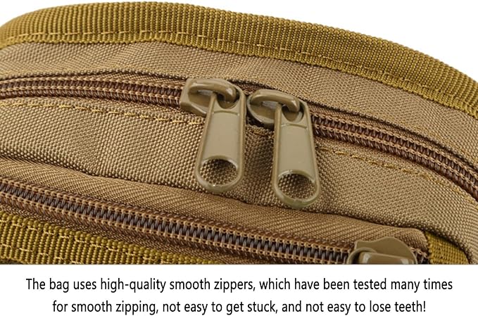 Waterproof Tactical Nylon Molle Waist Pack Hiking Fishing Hunting Sports Waist Bag Camping Messenger Bag(Khaki)