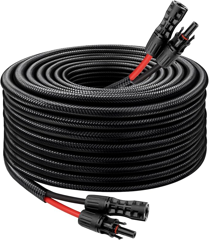 Solar Panel Extension Cable - 8AWG 30FT Solar Wire with Female &amp Male Waterproof Connector Flame Retardant Protective Sleeving PV Wire for RV Photovoltaic Systems Home Boat Solar Panels Car
