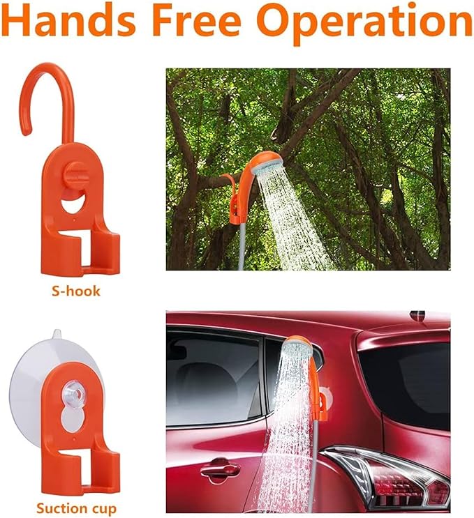 KEDSUM Portable Shower Portable Camp Shower Pump with Rechargeable Battery Portable Shower for Camping Portable Outdoor Shower Head for Camping Hiking Traveling(+ Handheld Sprayer)