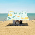 ALAZA Cute Duck Floral Leaves Beach Tent Sun Shelter Portable Canopy Sunshade for Outdoor Camping Picnics Backyard Fun 10x9 ft