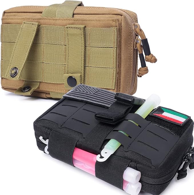 Tactical Multi-Purpose Molle Admin Pouch EDC Pouch Military Waist Belt Modular Utility Tools Bag Organizer First Aid Pouch Laser-Cut Style Molle Attachment Ready…