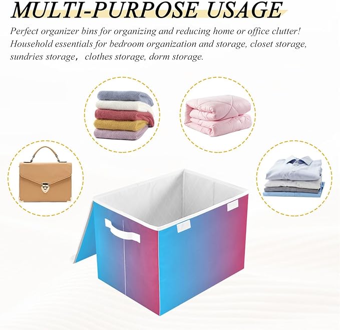 Blue Gradient Storage Boxes with Lids Stackable Bedroom Storage Bins for Organizing for Dorm Room Dormroom Storage