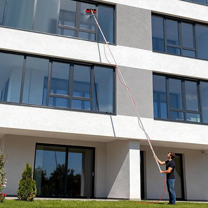 32.8 Feet Reach Solar Panel Cleaning Brush &amp Pole Water Fed Pole KitSuitable for high Windows Cleaning Solar photovoltaic Panel Cleaning and Cleaning Cars Trucks Vans caravans Windows