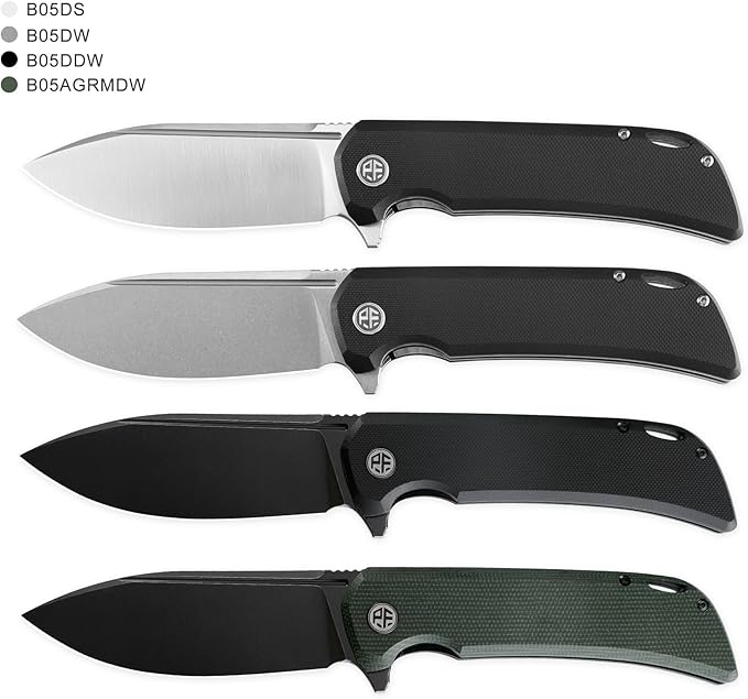 Petrified fish PFB05 Tunny Folding Knife3.86 14C28N Steel Satin Blade G10 Handle Folding knife for EDC Camping Outdoor (Black Black Stonewashed)
