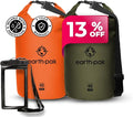 Earth Pak Waterproof Dry Bag - Roll Top Waterproof Backpack Sack (Orange 40L &amp Forest Green 40L)