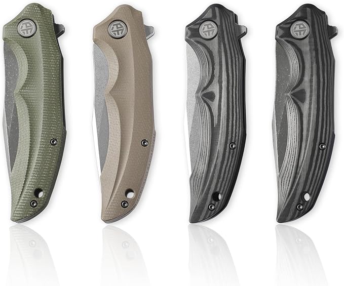 Petrified fish PFP10 Hairtail Folding Knife 3.54 K110 Stonewashed Blade 5.25oz Carbon Fiber Handle Pocket Folding knife for EDC Camping Outdoor(Carbon Fiber Gray Stonewashed)