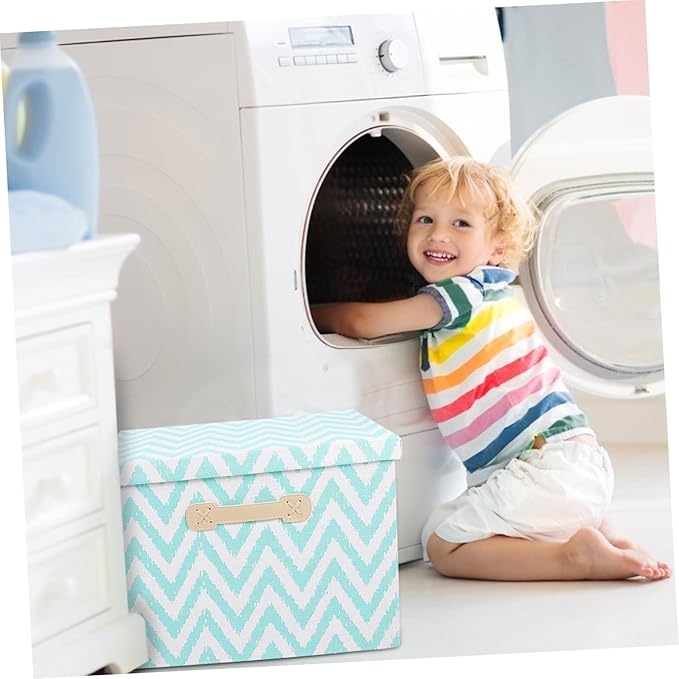 Unomor Convenient Foldable Fabric Storage Box for Clothes Towels and Shoes Multi-functional Organizer Container with Lids for Home Use Pattern