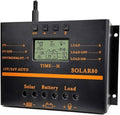 Solar Charge Controller 80A PWM 12V/24V 1920W with USB Output Multi-Circuit Protection ABS Housing for Lighting System