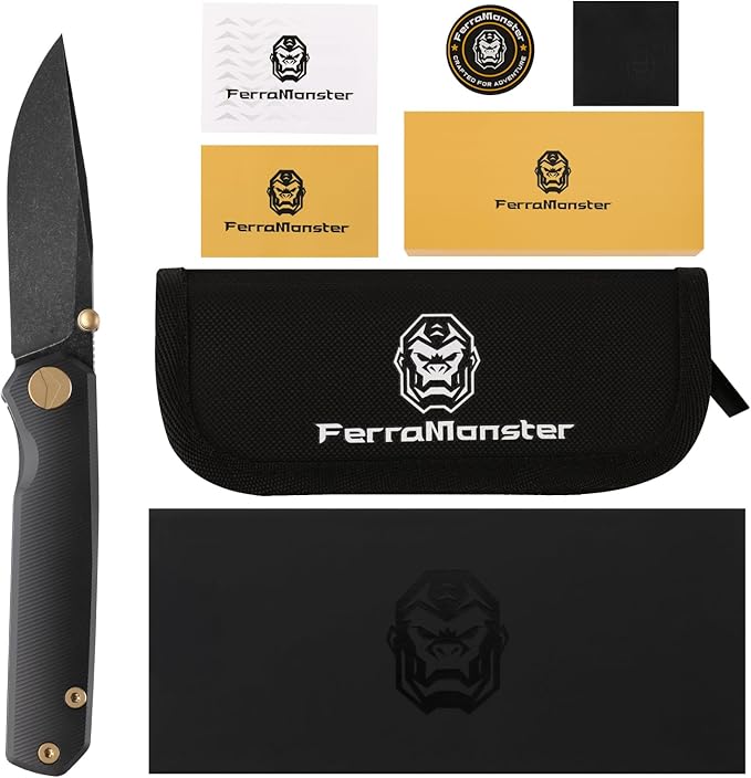 Folding Pocket Knife 2.95 Elmax Blade EDC Knife with Titanium Handle and Frame Lock Small Pocket Knife with Clip for Men Sharp Camping Hiking Hunting Survival Knives (Black)
