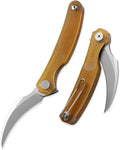 Mantis Flipper Pikal Knife2.52 ELMAX Blade Folding KnifeHandmade Engraved Titanium Handle 4.2 EDC Pocket Knife (Yellow Engraved-Hyperfine Stonewashed)