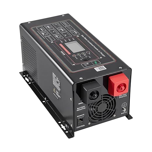 VEVOR Pure Sine Wave Inverter Charger 1200W DC 12V to AC 120V Power Inverter with LCD Display Remote Control Low Frequency for RV Camper Home Compatible with 12V LiFePO4 Lithium Batteries