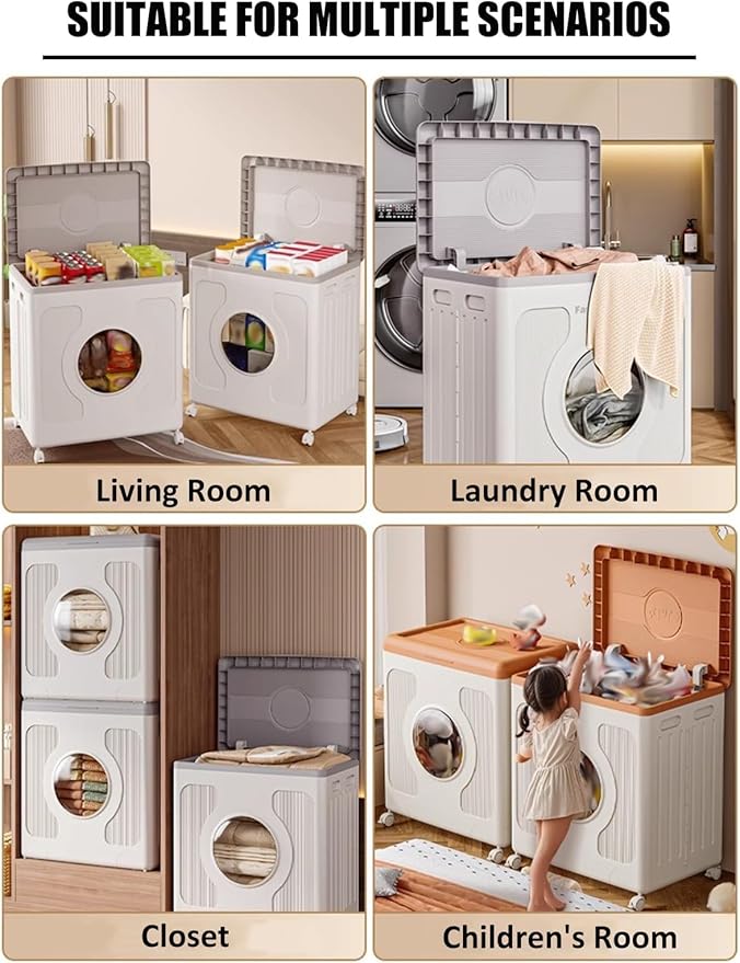 Modern Folding Large Storage Box 160L With Lid And Wheels Storage Bin For Clothes And Blankets Organization Plastic Storage Cabinet For Home Office