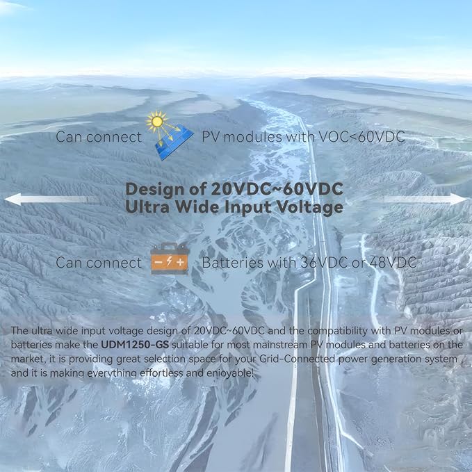 Micro Grid-Tie Inverter with Battery StorageMultiple Connection ModesAPP Control20V-60V PV Input 36V/48V Battery 180-265VAC Output (UDM-GS) (800W)