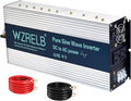 WZRELB 3500W Pure Sine Wave Inverter Car Power Inverter 12V DC to 110V 120V AC Converter for RV Truck Solar Outdoor with Dual AC Outlets Hardwire Port Surge 7000W LED DisplayOff-Grid