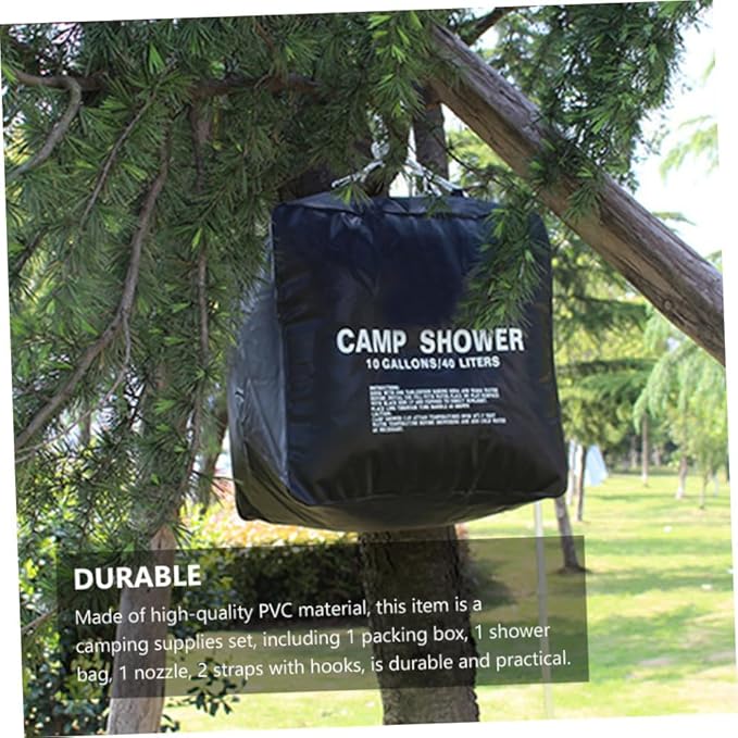 1Set Portable Solar Shower Bag Camping Heated Shower Bag with Nozzle for Hiking Fishing and Outdoor Activities Convenient Outdoor Bathing Capacity