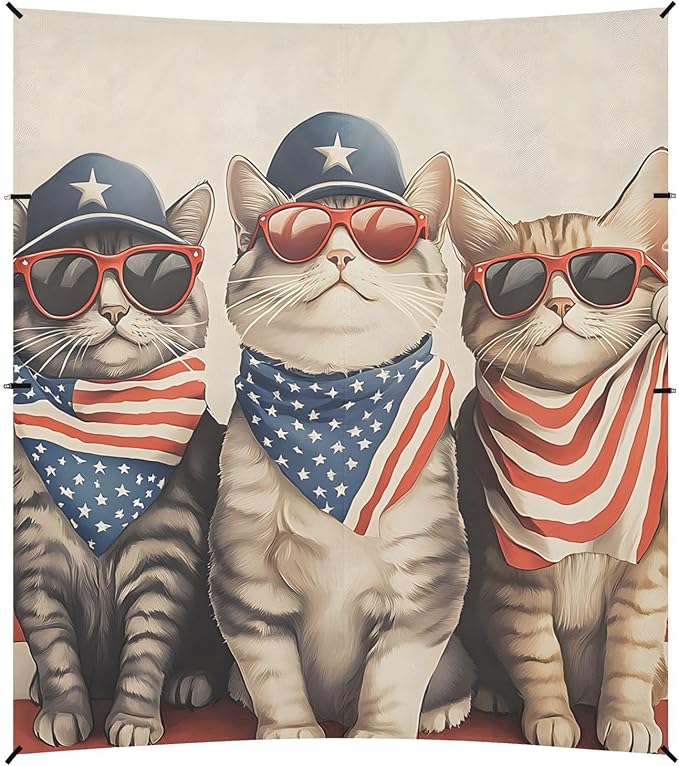 ALAZA Three Cats Sunglasses Flag Beach Tent Sun Shelter Portable Canopy Sunshade for Outdoor Camping Picnics Backyard Fun 10x9 ft