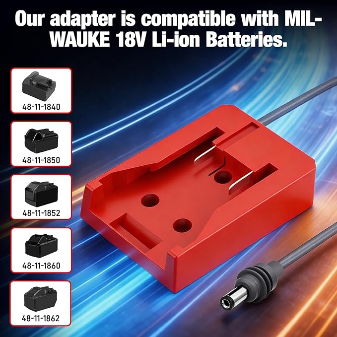 Starlink Mini Battery Adapter Compatible with Mil.Waukee 18V Lithium ion Battery Starlink Mini Power Cable 3.2FT 18AWG Cord DC Power Cable Waterproof Portable for Car Camp Travel Ship