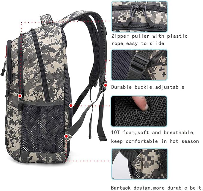 4land Camo Backpack for BoysArmy Boys Backpacks for Elementary Middle School MilitaryCamouflage Bookbag 40L