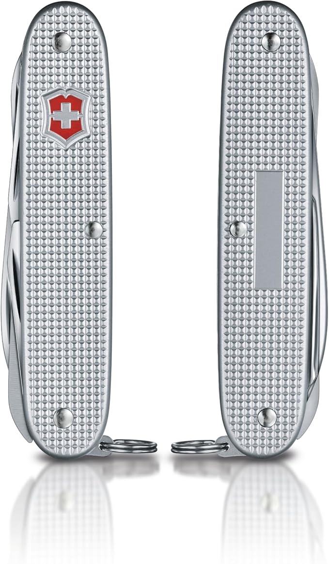 Victorinox Farmer X Alox Swiss Army Knife 10 Function Swiss Made Pocket Knife with Large Blade Wood Saw Bottle Opener and Reamer - Silver
