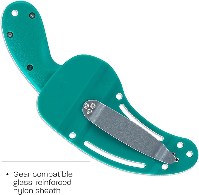 CRKT Bear Claw Fixed Blade Knife with Sheath: Rafting Rescue Self-Defense Serrated Blade with Blunt Tip Green Glass-Reinforced Nylon Handle Positive Sheath Lock 2511T