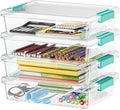 SpaceAid 6 Qt Plastic Storage Bins with Lids Clear Sensory Bin Craft Organizers and Storage Stackable Art Containers for Home Office and School Supplies 4 pack