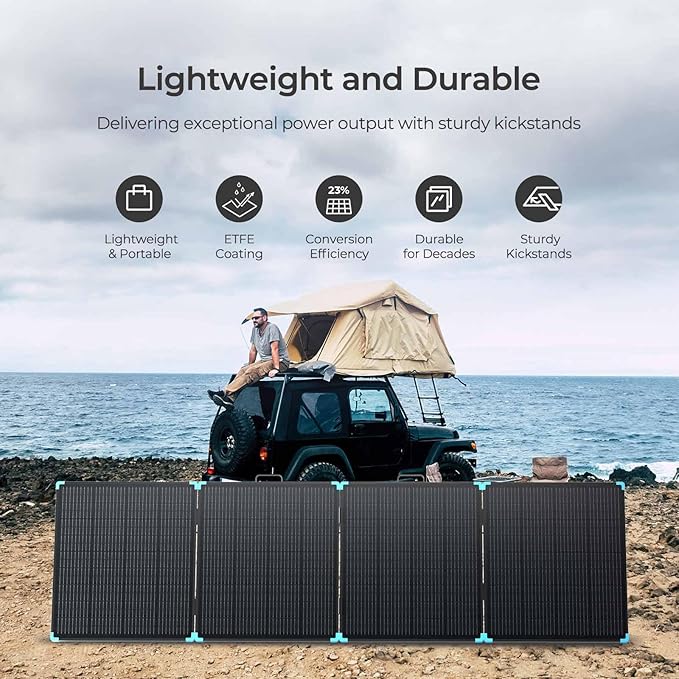 Renogy 400W Portable Solar Panel Suitcase 23% High Efficiency Foldable Solar Charger for Power Station Durable for Decades with Sturdy Kickstands IP67 Waterproof for RV Camping Off-Grid Blackouts