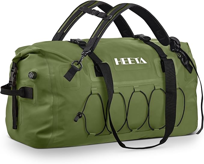 HEETA Waterproof Duffel Bag Motorcycle Dry Bag Backpack 60L/80L Extra Large Rolltop Travel Duffle Bags with Straps &amp Handles for Kayaking Rafting Boating Canoeing Camping Gym Beach Cruise Ship
