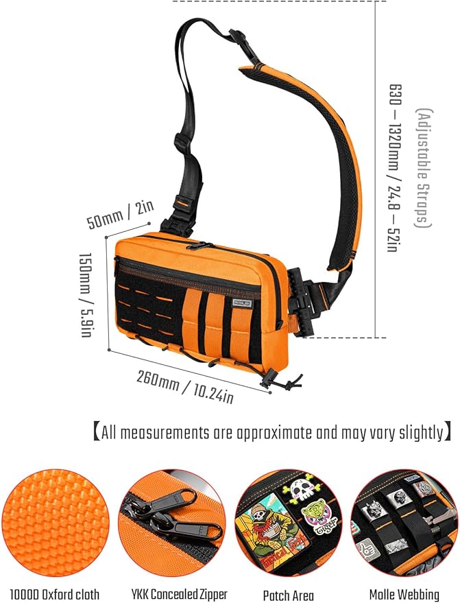 TACTICAL_GEEK Crossbody Shoulder Bag Multipurpose Daypack Chest Backpack Casual Sling Bag for Men &amp Women (L3C-Orange)