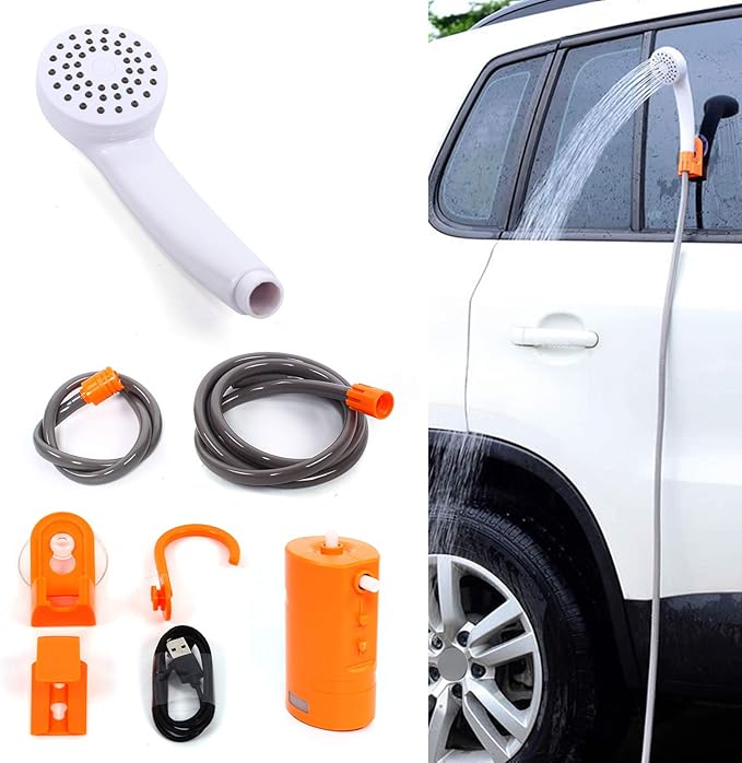 Portable Shower4400mAh Rechargeable Shower PumpCamping Shower for CampingHikingPet BathCar Washing