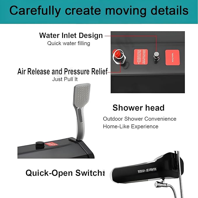 Pressurized Water Tank 4.5/7.9 Gallon Portable Aluminum Camping Shower with Spray Hose for Overland Off-Road Vehicles Trucks RV Camping Beach Cleaning 18L