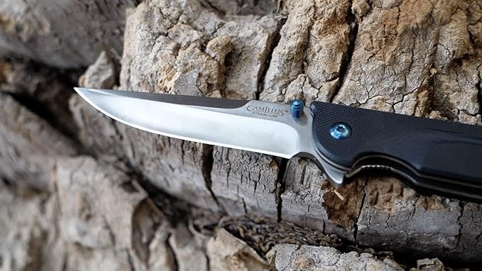 Camillus 19392 Keto Titanium Bonded 420 Stainless Steel Drop-Point Folding Knife with 3 Blade and Pocketclip 8 Length