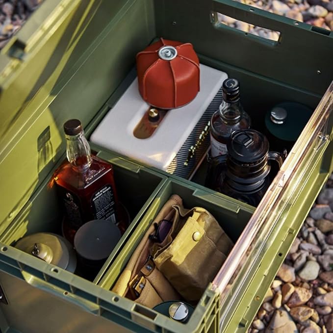 Storage Trunk Outdoor Camping Picnic Barbecue Storage Box Multifunction Folding Table Container with Extended for Garden Home Family Gathering Camping Storage Box(GrisSmall)