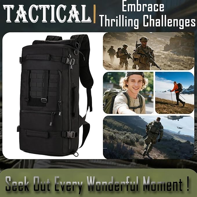 50L Multi-Function Tactical Handbag Outdoor Camping Large Messenger Bag Hiking Portable Storage Backpack(Black)