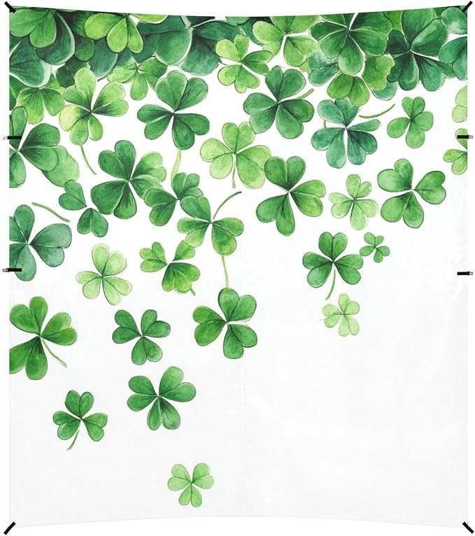 ALAZA St. Patrick's Day Green Clover Leaves on White Beach Tent Sun Shelter Portable Canopy Sunshade for Outdoor Camping Picnics Backyard Fun 10x9 ft