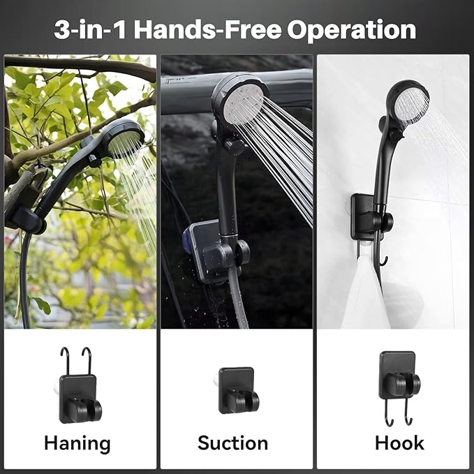 Portable Camping Shower with Heater 6000mAh Rechargeable Portable Shower with 2000W Immersion Heater LED Display Heated Camping Shower for Travel Hiking Car Pet