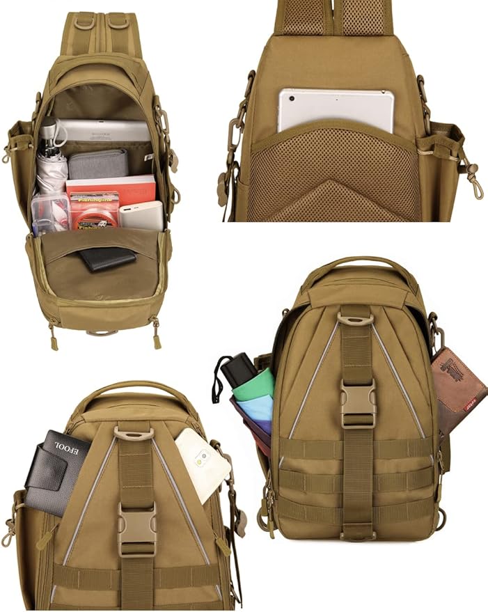 Tactical Daypack Molle Sling Bag for Men Chest Pack Molle Backpack Bug Out Bag