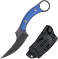 Fixed Blade Knife D2 Steel Blade and G10 Handle Utility Claw EDC Knife for Outdoor Survival Hiking Camping with Kydex Sheath OK1220 (Blue)