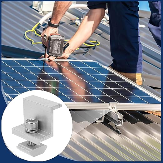 Solar Panel End Clamp Mounting Bracket Aluminum Z Clip for PV Module Rail Grounding on RV Boat Trailer Roof (35mm)