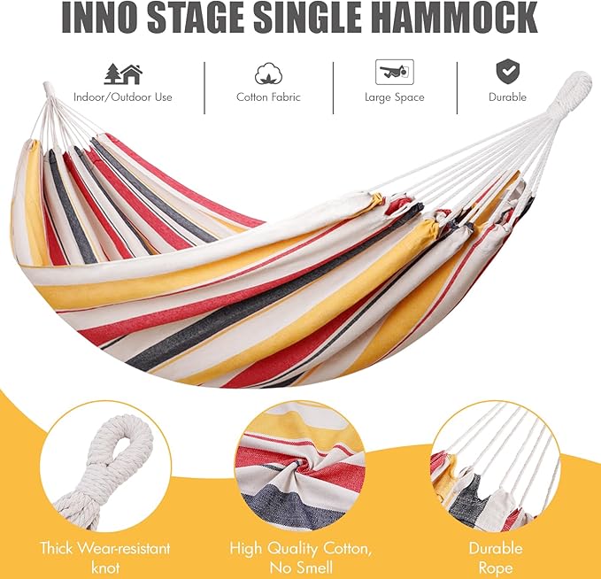 HappyPicnic Double Hammock with 9.8FT2 Rope Portable 2 Persons Hammock with Carrying Bag- Patio Hammocks Hanging Camping Bed for Patio Backyard Porch Outdoor and Indoor Use