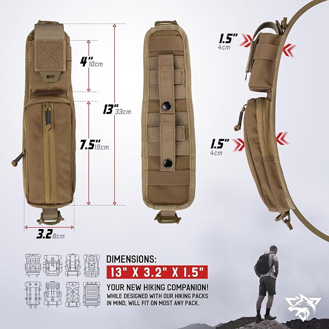 WYNEX Molle Accessories Pouch of Double Zipper Pocket Version Backpack Strap Pouch Shoulder Strap Molle Attachment Tactical Accessories Bag Shoulder Starps Zipper Pocket Additional Phone Holder